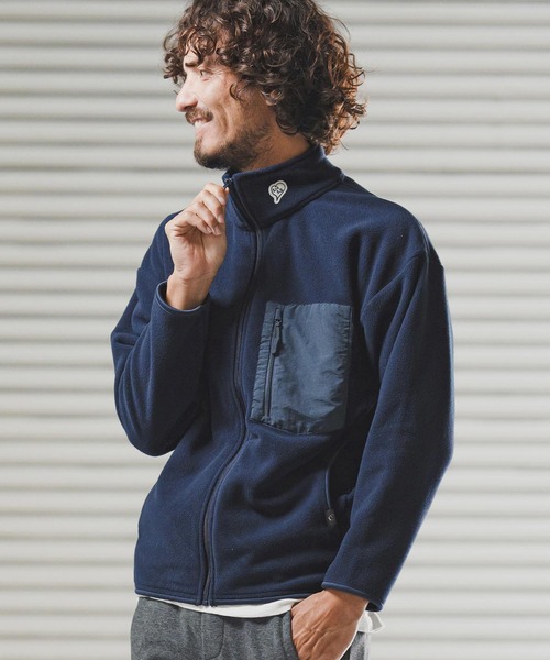 1minute 1second（ワンミニットワンセカンド）の「mj11158-microfleece zip jacket with 1M1S chenille embroidered patch フリースジャケット(1M25F280)（その他アウター・メンズ・ネイビー/ブラック・XXL/XL/L/M）」の3枚目の写真