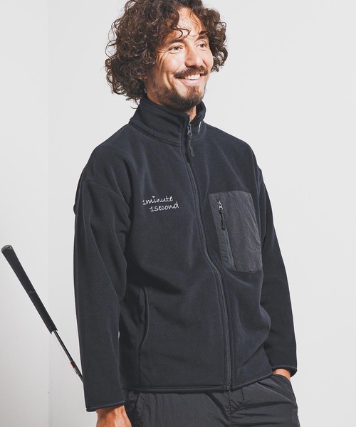 1minute 1second（ワンミニットワンセカンド）の「mj11158-microfleece zip jacket with 1M1S chenille embroidered patch フリースジャケット(1M25F280)（その他アウター・メンズ・ネイビー/ブラック・XXL/XL/L/M）」の9枚目の写真