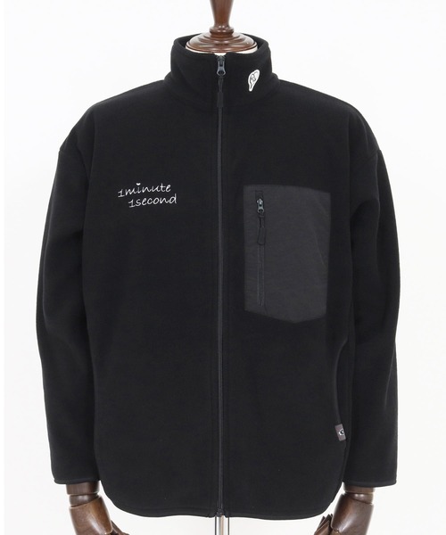 1minute 1second（ワンミニットワンセカンド）の「mj11158-microfleece zip jacket with 1M1S chenille embroidered patch フリースジャケット(1M25F280)（その他アウター・メンズ・ネイビー/ブラック・XXL/XL/L/M）」の16枚目の写真
