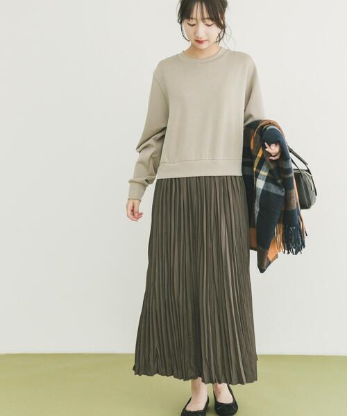 ITEMS URBANRESEARCH(アイテムズ アーバンリサーチ)の「プリーツドッキングワンピース(ワンピース・レディース・グレー系その他/ブラック・FREE)」の2枚目の写真