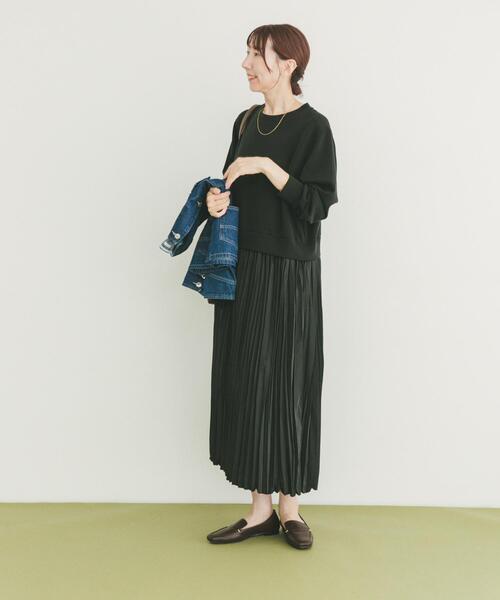 ITEMS URBANRESEARCH(アイテムズ アーバンリサーチ)の「プリーツドッキングワンピース(ワンピース・レディース・グレー系その他/ブラック・FREE)」の3枚目の写真