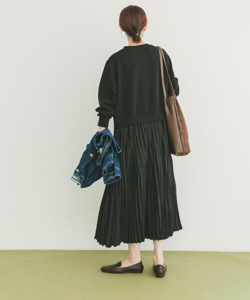 ITEMS URBANRESEARCH(アイテムズ アーバンリサーチ)の「プリーツドッキングワンピース(ワンピース・レディース・グレー系その他/ブラック・FREE)」の7枚目の写真