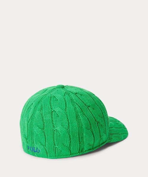 POLO RALPH LAUREN(ポロ ラルフ ローレン)の「ケーブルニット コットン ボール キャップ(キャップ・レディース・グリーン・ONE)」の5枚目の写真