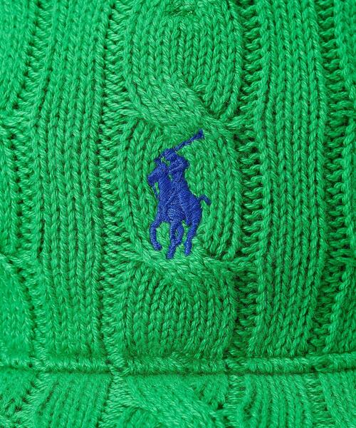 POLO RALPH LAUREN(ポロ ラルフ ローレン)の「ケーブルニット コットン ボール キャップ(キャップ・レディース・グリーン・ONE)」の4枚目の写真