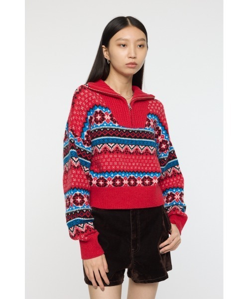HALF ZIP FAIR ISLE セーター（ニット/セーター）｜MOUSSY（マウジー
