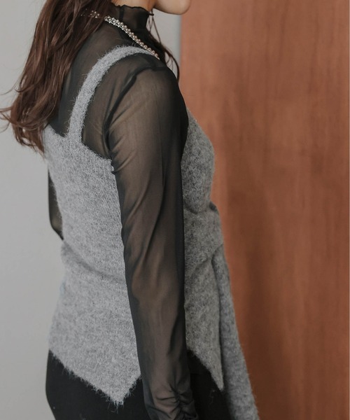 AMELY（エミリー）の「ウエストリボン ニットキャミソール（キャミソール・レディース・グレー/ブラック/ブラウン・フリー）」の11枚目の写真