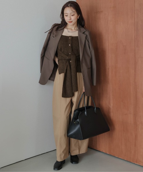 AMELY（エミリー）の「ウエストリボン ニットキャミソール（キャミソール・レディース・グレー/ブラック/ブラウン・フリー）」の9枚目の写真
