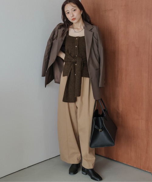 AMELY（エミリー）の「ウエストリボン ニットキャミソール（キャミソール・レディース・グレー/ブラック/ブラウン・フリー）」の14枚目の写真