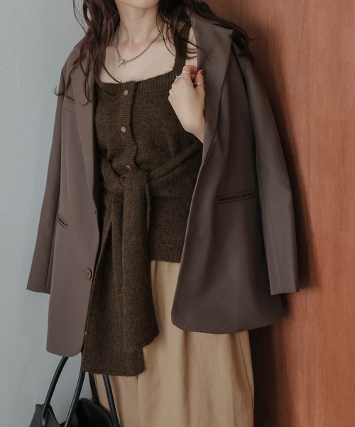 AMELY（エミリー）の「ウエストリボン ニットキャミソール（キャミソール・レディース・グレー/ブラック/ブラウン・フリー）」の18枚目の写真