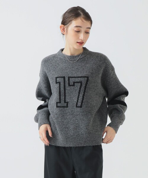 B:MING by BEAMS（ビーミングバイビームス）の「ナンバー ニット (手洗い可)（ニット/セーター・レディース・ネイビー/ホワイト系その他5/グレー・ONE SIZE）」の8枚目の写真