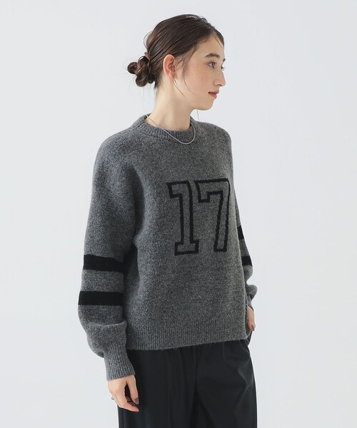 B:MING by BEAMS（ビーミングバイビームス）の「ナンバー ニット (手洗い可)（ニット/セーター・レディース・ネイビー/ホワイト系その他5/グレー・ONE SIZE）」の9枚目の写真