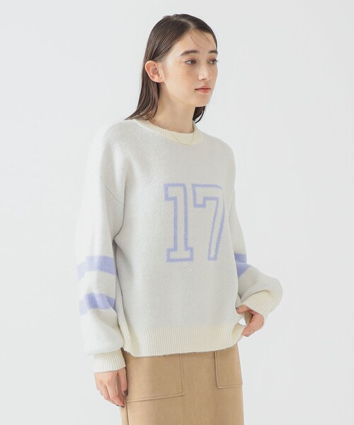 B:MING by BEAMS（ビーミングバイビームス）の「ナンバー ニット (手洗い可)（ニット/セーター・レディース・ネイビー/ホワイト系その他5/グレー・ONE SIZE）」の12枚目の写真