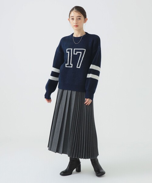 B:MING by BEAMS（ビーミングバイビームス）の「ナンバー ニット (手洗い可)（ニット/セーター・レディース・ネイビー/ホワイト系その他5/グレー・ONE SIZE）」の14枚目の写真