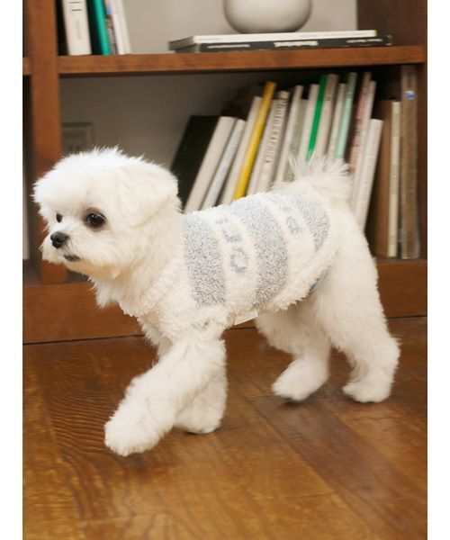 gelato pique（ジェラートピケ）の「【CAT&DOG】ジェラートメランジ2ボーダープルオーバー（ペットウェア・レディース・ブルー/ブラウン/ピンク・M/L/S）」の3枚目の写真