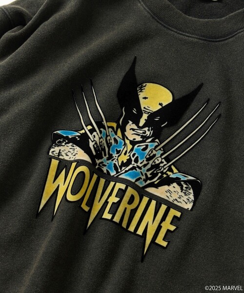FREAK'S STORE(フリークスストア)の「MARVEL/マーベル/ウルヴァリン/クルーネックスウェット/静電フロッキー加工(スウェット・メンズ・ブラック/ライトグレー・MEDIUM/LARGE)」の6枚目の写真