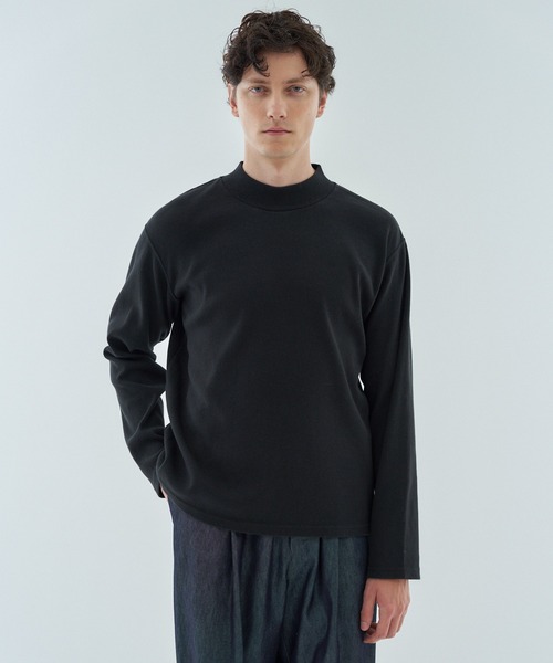 ESTNATION(エストネーション)の「ESTNATION / コットンフライス モックネックカットソー(Tシャツ/カットソー・メンズ・ホワイト/ブラック・MEDIUM/LARGE/X-LARGE)」の6枚目の写真