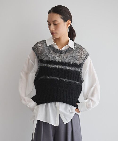 GARAGE OF GOOD CLOTHING（ガレージオブグッドクロージング）の「モヘア混ケーブル切り替えノースリーブプルオーバー（ニット/セーター・レディース・レッド/ライトグレー/カーキ/ブラック・FREE）」の17枚目の写真