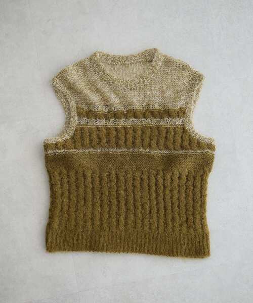 GARAGE OF GOOD CLOTHING（ガレージオブグッドクロージング）の「モヘア混ケーブル切り替えノースリーブプルオーバー（ニット/セーター・レディース・レッド/ライトグレー/カーキ/ブラック・FREE）」の5枚目の写真