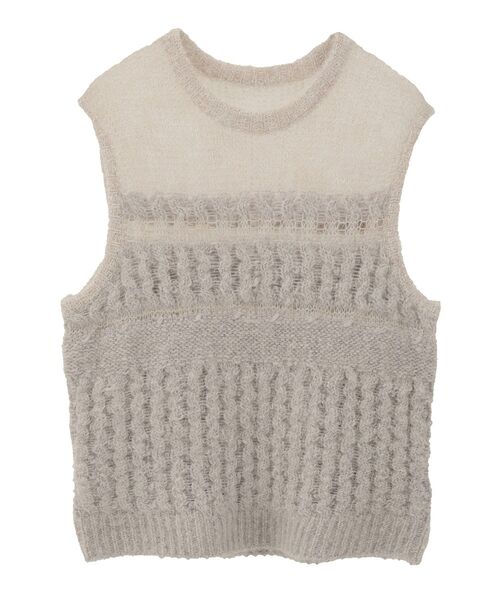 GARAGE OF GOOD CLOTHING（ガレージオブグッドクロージング）の「モヘア混ケーブル切り替えノースリーブプルオーバー（ニット/セーター・レディース・レッド/ライトグレー/カーキ/ブラック・FREE）」の6枚目の写真