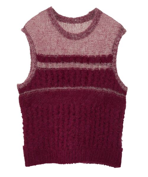 GARAGE OF GOOD CLOTHING（ガレージオブグッドクロージング）の「モヘア混ケーブル切り替えノースリーブプルオーバー（ニット/セーター・レディース・レッド/ライトグレー/カーキ/ブラック・FREE）」の15枚目の写真