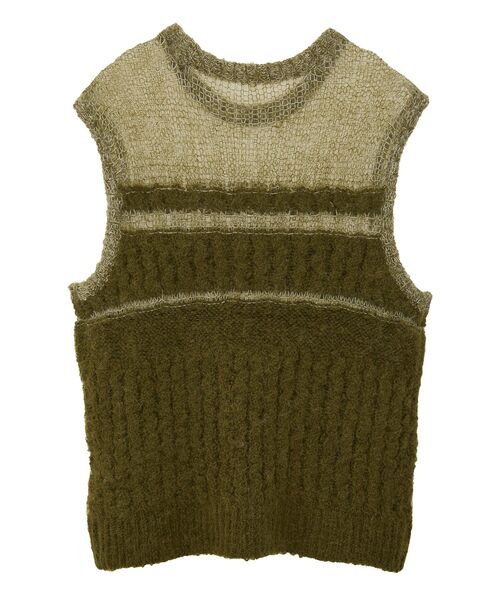 GARAGE OF GOOD CLOTHING（ガレージオブグッドクロージング）の「モヘア混ケーブル切り替えノースリーブプルオーバー（ニット/セーター・レディース・レッド/ライトグレー/カーキ/ブラック・FREE）」の16枚目の写真