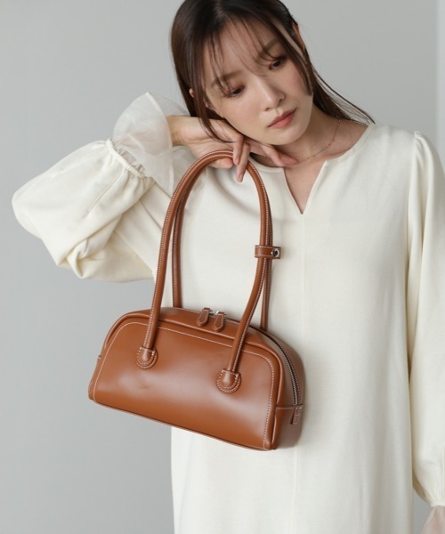 Bab（バブ）の「スクエアボストンバッグ（ボストンバッグ・レディース・ブラック/ブラウン・ONESIZE）」の4枚目の写真