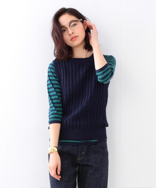 BEAMS BOY（ビームスボーイ）の「BEAMS BOY / 5ゲージ ケーブル編み クルー（ベスト・レディース・ナチュラル/グレー/ネイビー・ONE SIZE）」の18枚目の写真
