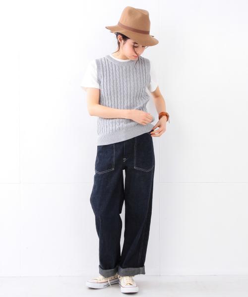 BEAMS BOY（ビームスボーイ）の「BEAMS BOY / 5ゲージ ケーブル編み クルー（ベスト・レディース・ナチュラル/グレー/ネイビー・ONE SIZE）」の7枚目の写真
