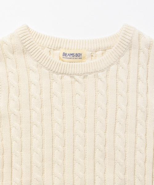 BEAMS BOY（ビームスボーイ）の「BEAMS BOY / 5ゲージ ケーブル編み クルー（ベスト・レディース・ナチュラル/グレー/ネイビー・ONE SIZE）」の4枚目の写真