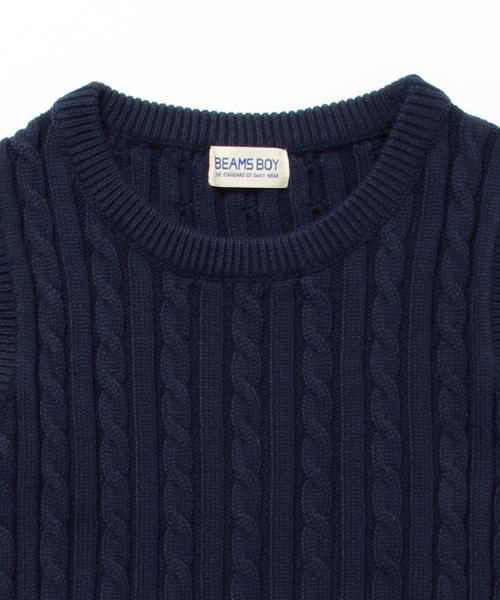 BEAMS BOY（ビームスボーイ）の「BEAMS BOY / 5ゲージ ケーブル編み クルー（ベスト・レディース・ナチュラル/グレー/ネイビー・ONE SIZE）」の19枚目の写真