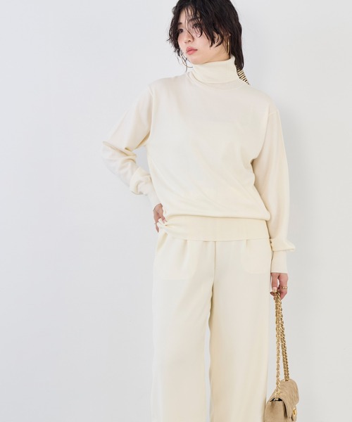 MICA&DEAL（マイカ＆ディール）の「16Gタートルネックプルオーバー〈アンサンブル対応〉（ニット/セーター・レディース・キャメル/レッド/ブラック/オフホワイト・FREE）」の5枚目の写真