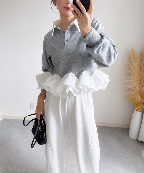 AnotherEdition♡フリルスウェット オープンショルダーフリルスウェット – WEGO ONLINE STORE