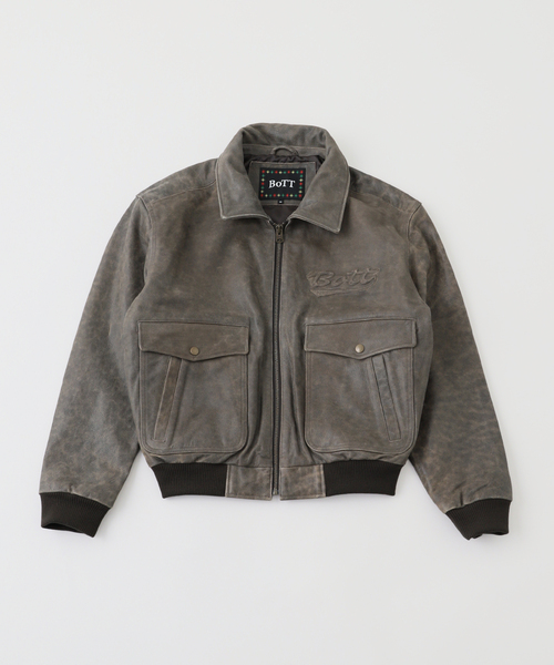 ジャケット・アウター BoTT Script Logo Cracked Leather Jacket BoTT - 【残り一点】Script Logo Cracked Leather Jacket | ACRMTSM