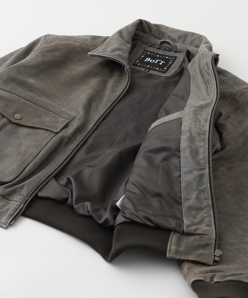 BoTT / ボット SCRIPT LOGO CRACKED LEATHER JACKET（ライダース