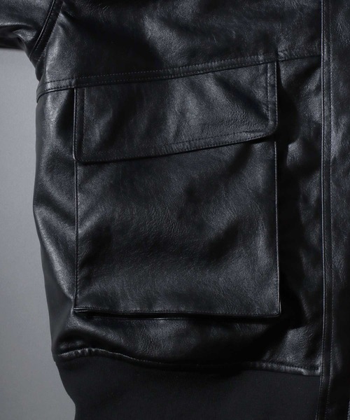 SITRY(シトリー)の「Synthetic Leather A-2 Jacket/2WAY フェイクレザー 衿ファー脱着 ヴィンテージライク オーバーサイズ A-2フライトジャケット ブルゾン(ミリタリージャケット・メンズ・ブラック/ブラウン系その他/ブラウン・M/L/LL)」の16枚目の写真