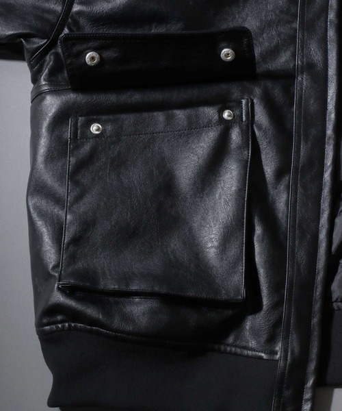 SITRY(シトリー)の「Synthetic Leather A-2 Jacket/2WAY フェイクレザー 衿ファー脱着 ヴィンテージライク オーバーサイズ A-2フライトジャケット ブルゾン(ミリタリージャケット・メンズ・ブラック/ブラウン系その他/ブラウン・M/L/LL)」の17枚目の写真