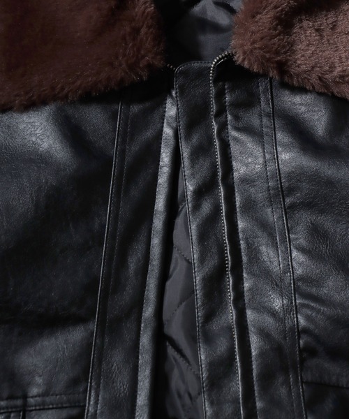 Synthetic Leather A-2 Jacket/2WAY フェイクレザー 衿ファー脱着