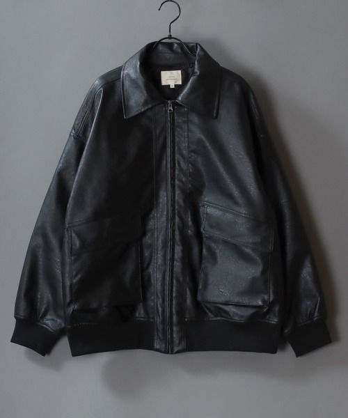 セール】Synthetic Leather A-2 Jacket/2WAY フェイクレザー 衿ファー