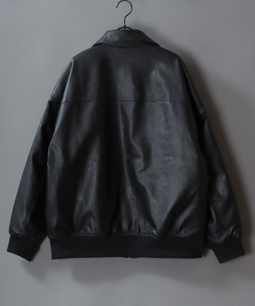 SITRY(シトリー)の「Synthetic Leather A-2 Jacket/2WAY フェイクレザー 衿ファー脱着 ヴィンテージライク オーバーサイズ A-2フライトジャケット ブルゾン(ミリタリージャケット・メンズ・ブラック/ブラウン系その他/ブラウン・M/L/LL)」の12枚目の写真
