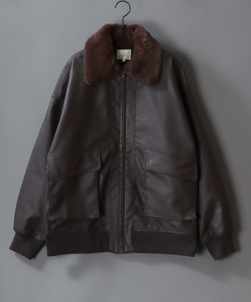セール】Synthetic Leather A-2 Jacket/2WAY フェイクレザー 衿ファー