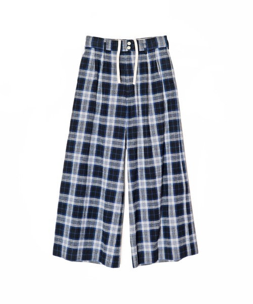 HOLIDAY(ホリデイ)の「CHECK DRAWSTRINGS SUPER WIDE PANTS チェックドローストリングススーパーワイドパンツ(スラックス・レディース・ブルー/ネイビー・ONE SIZE)」の1枚目の写真