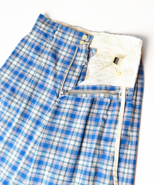 HOLIDAY（ホリデイ）の「CHECK DRAWSTRINGS SUPER WIDE PANTS チェックドローストリングススーパーワイドパンツ（スラックス・レディース・ブルー・ONE SIZE）」の4枚目の写真