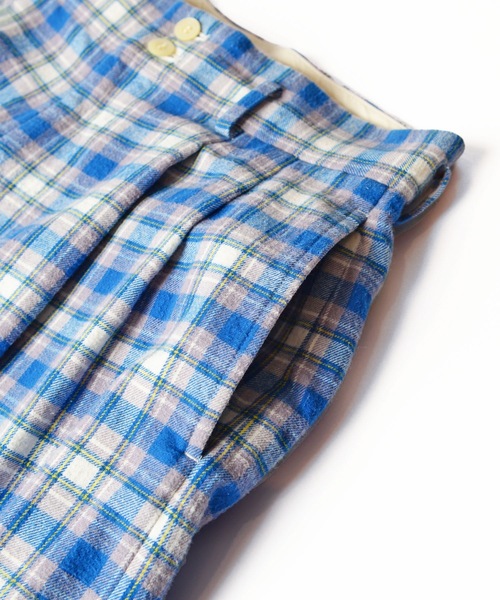 HOLIDAY（ホリデイ）の「CHECK DRAWSTRINGS SUPER WIDE PANTS チェックドローストリングススーパーワイドパンツ（スラックス・レディース・ブルー・ONE SIZE）」の5枚目の写真