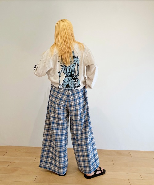 HOLIDAY（ホリデイ）の「CHECK DRAWSTRINGS SUPER WIDE PANTS チェックドローストリングススーパーワイドパンツ（スラックス・レディース・ブルー・ONE SIZE）」の11枚目の写真