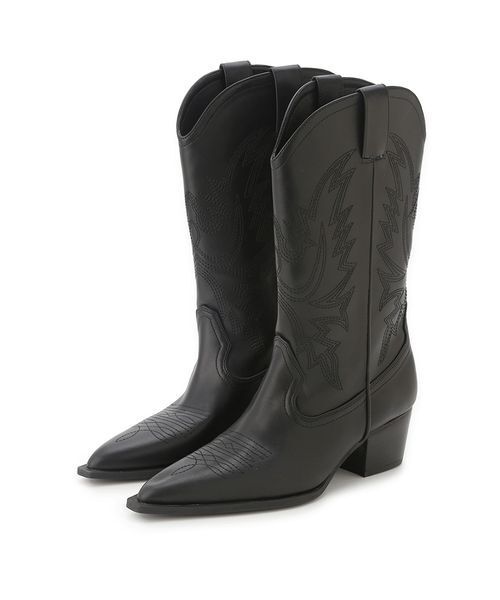 Mila Owen(ミラオーウェン)の「ウエスタンショートブーツ(ブーツ・レディース・ダークブラウン/ベージュ/ブラック・36/37/38)」の2枚目の写真