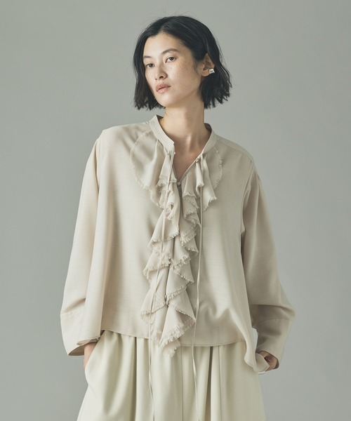 Curensology(カレンソロジー)/ウールMIXビエラフリルブラウス（シャツ