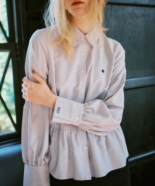 VIS(ビス)の「【POLO BCS】VIS別注ペプラムデザインシャツ(シャツ/ブラウス・レディース・オフホワイト/サックスブルー/ブルー系その他・FREE)」の9枚目の写真