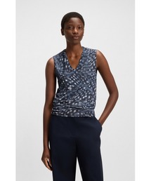 BOSS（ボス）の「Vネックトップス プリント マットジャージー（Tシャツ/カットソー）」