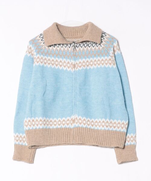 セール】ノルディック柄ジップアップニットパーカー（パーカー