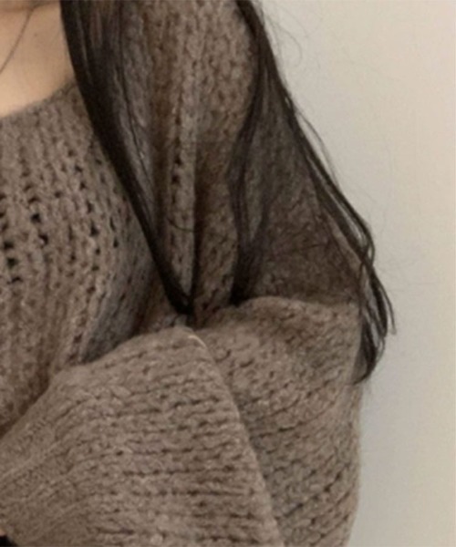 SallyLunn(サリーラン)の「ざっくり編みオーバーゆるニット(ニット/セーター・レディース・グレー/モカ/ホワイト・FREE)」の8枚目の写真